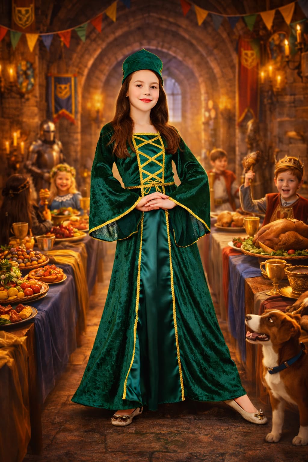 tudor princess dress Victorian Retro Tudor Dress Costume Women's Royal Blue Half Sleeves Baroque Masquerade Ball Gowns with hat Royal Victorian Era Clothing Retro Costume