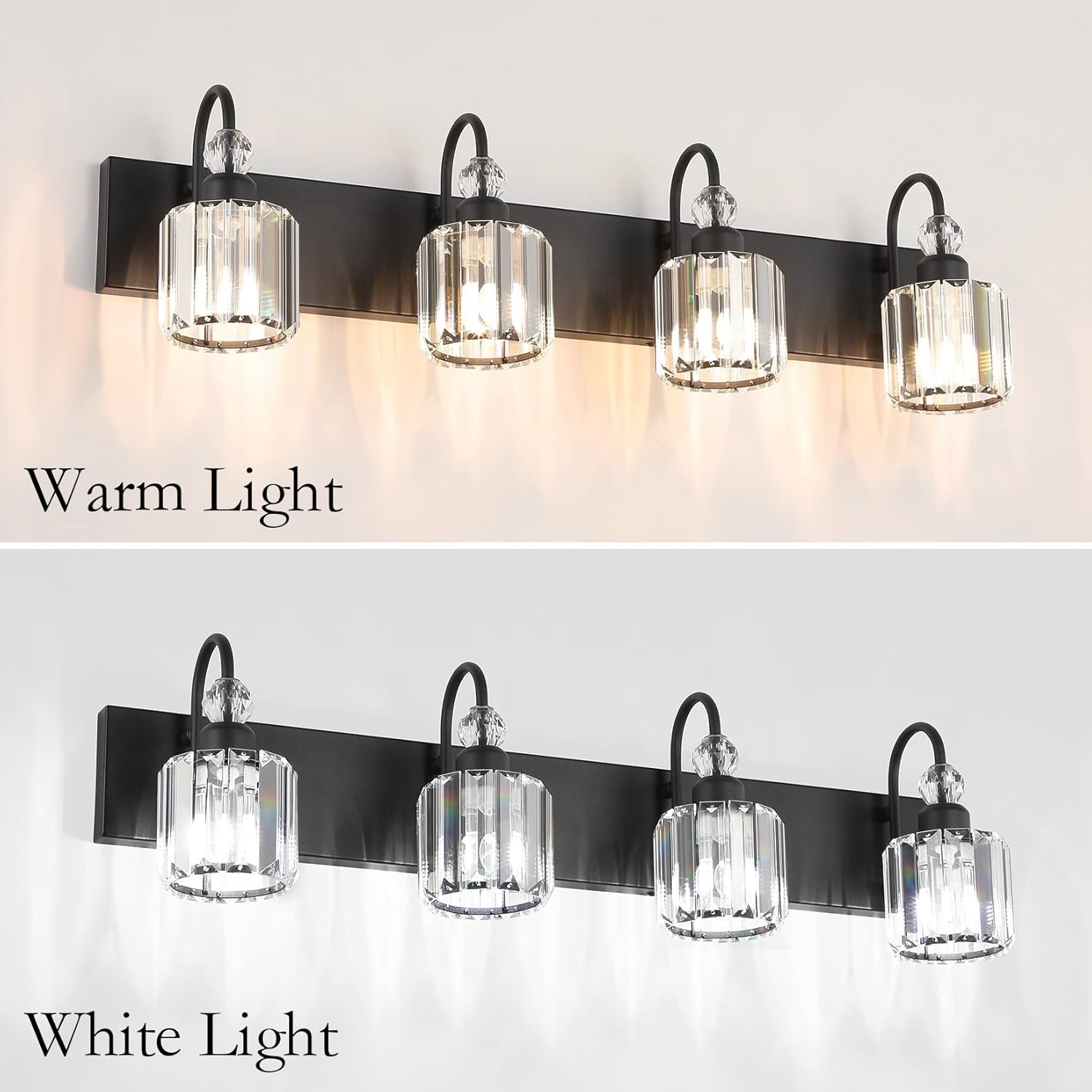 Buy Ralbay Modern Crystal Vanity Lights Matte Black Crystal Bathroom