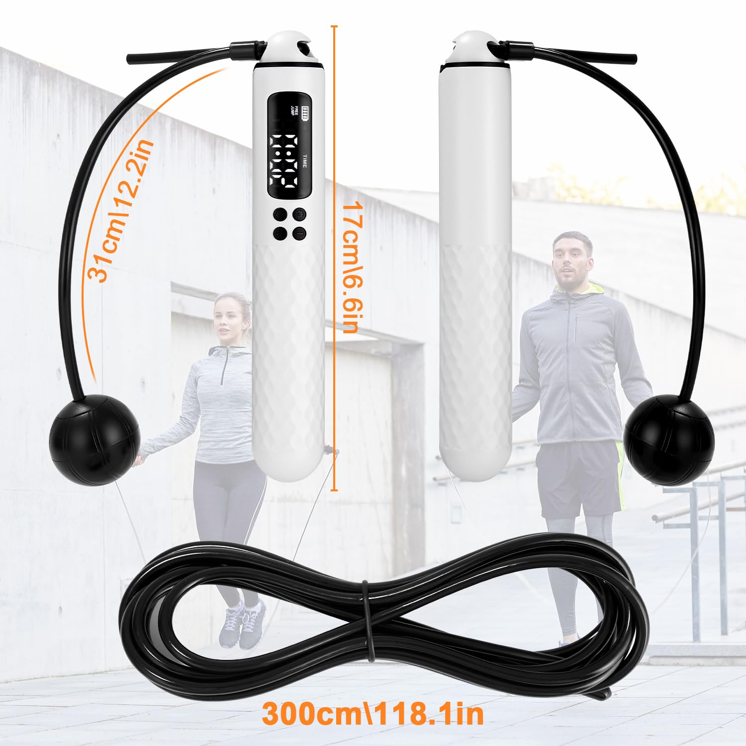 Corde à Sauter Sans Fil Avec Compteur LCD - Calories, Temps, Sauts - Réglable Pour Fitness Et Perte De Poids