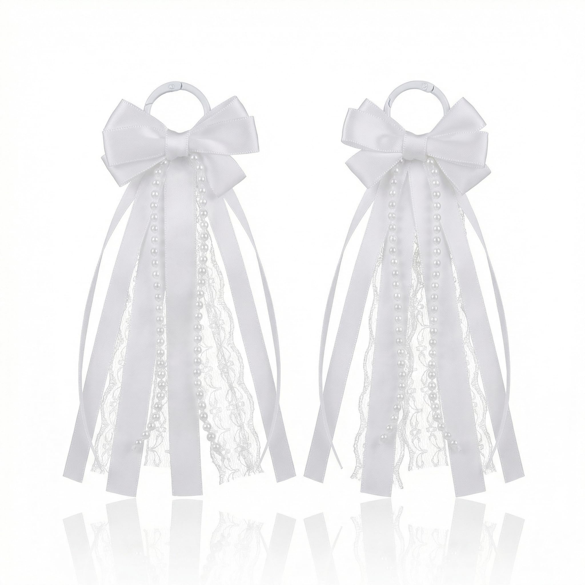 Photo 1 of KGCGJVB 2Pcs White Boot Bows Accessories Cowboy Bow Decor for Women Satin Ribbon Plaid Glitter Pearl Lace Holiday Birthday Shoe Decoration