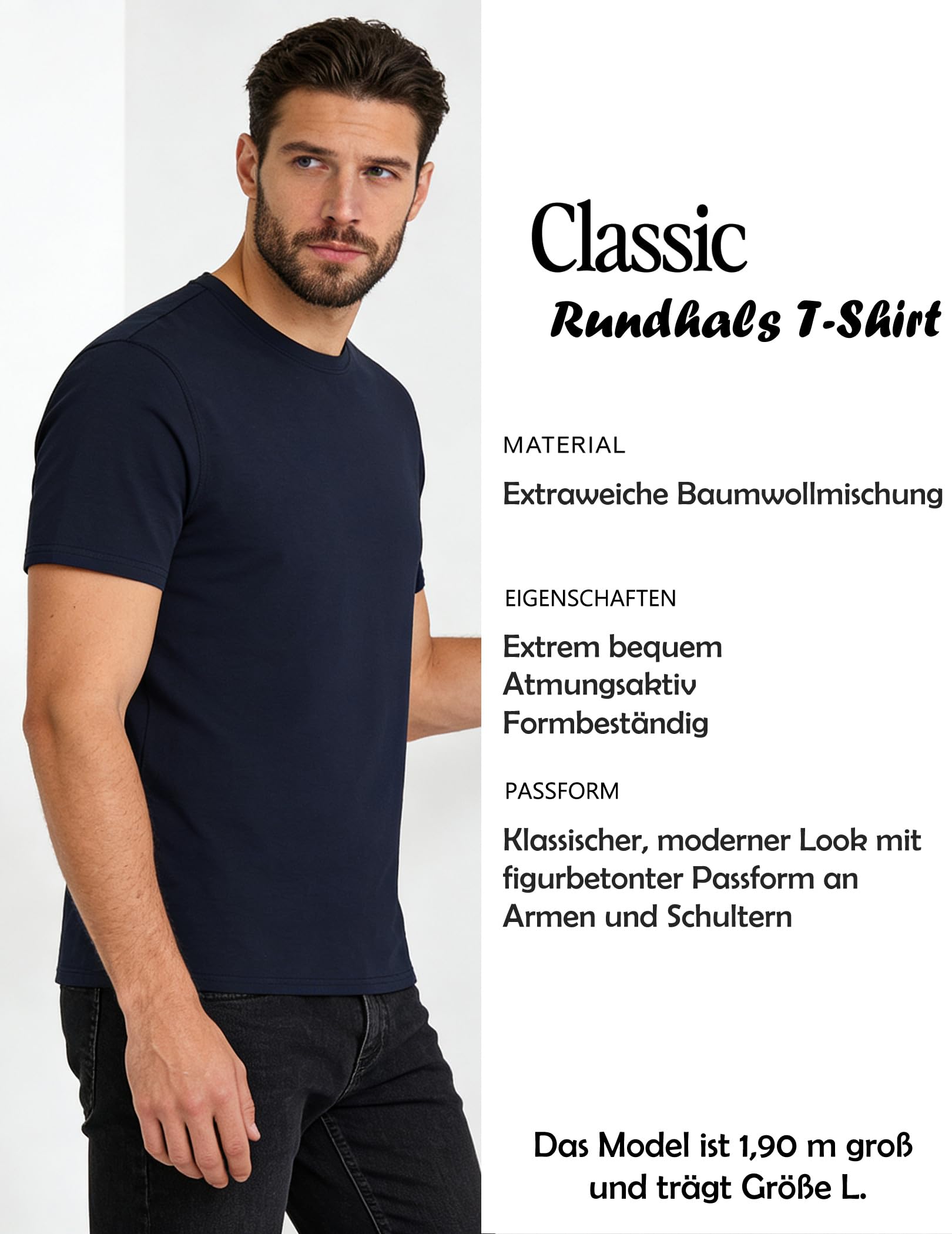 Tshirt Herren Baumwolle T-Shirt 5er Pack 4er 3er T Shirt Set Oversize Shirt Rundhals Casual Basic T Shirts Sommer Kurzarm T-Shirts Activewear Tshirts Männer Tops Shirt Alltag Wandershirt Laufshirt