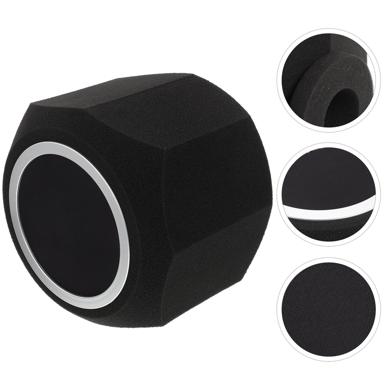 Funda para Micrófono Octogonal de Espuma Acústica Negra, Cubierta Absorbente de Sonido Transpirable y Flexible, Protector Compacto para Aislamiento Acústico y Reducción de Ruido