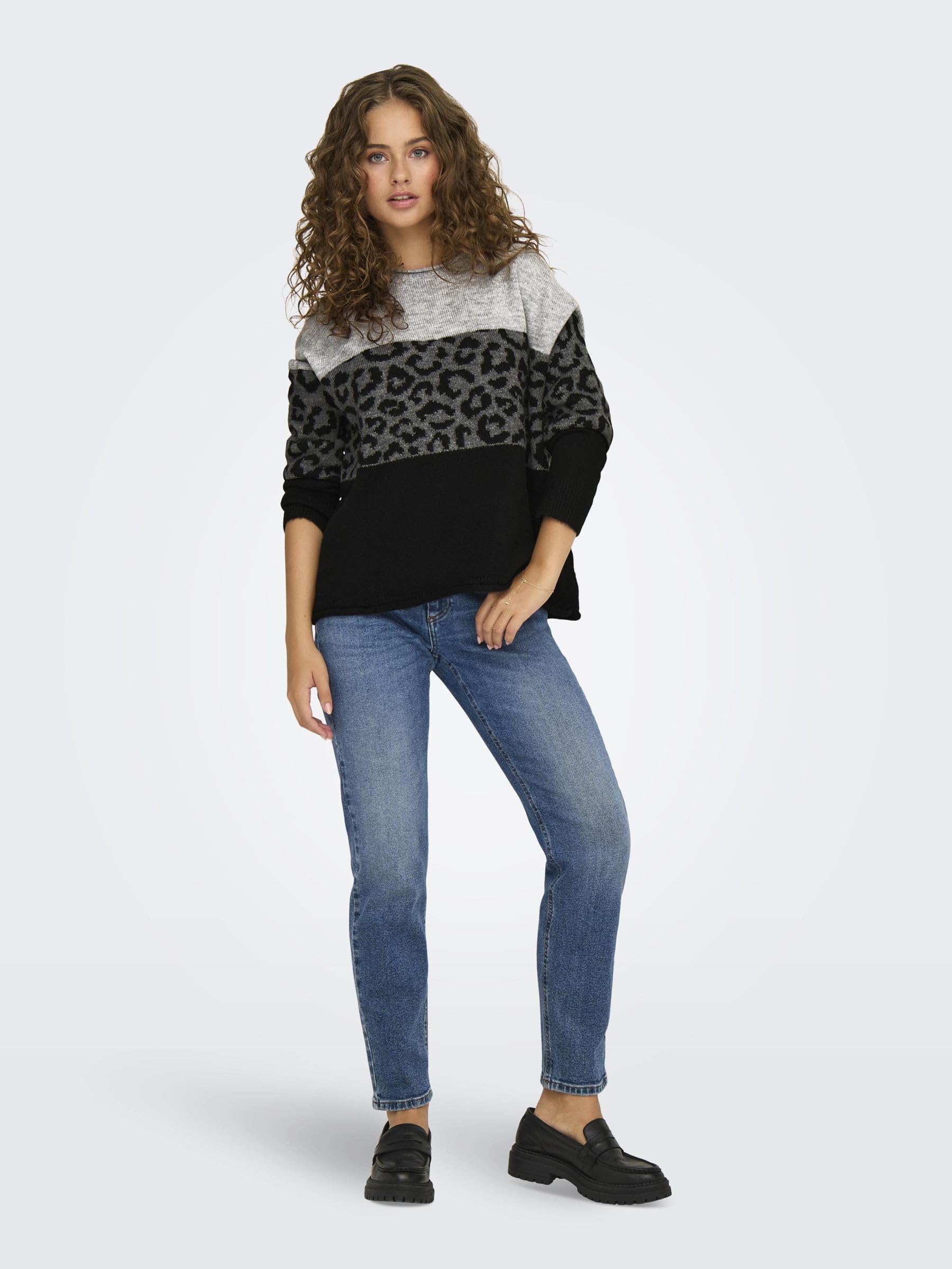Only Onljade Animal LS O-Collo CC Knt Maglione Donna