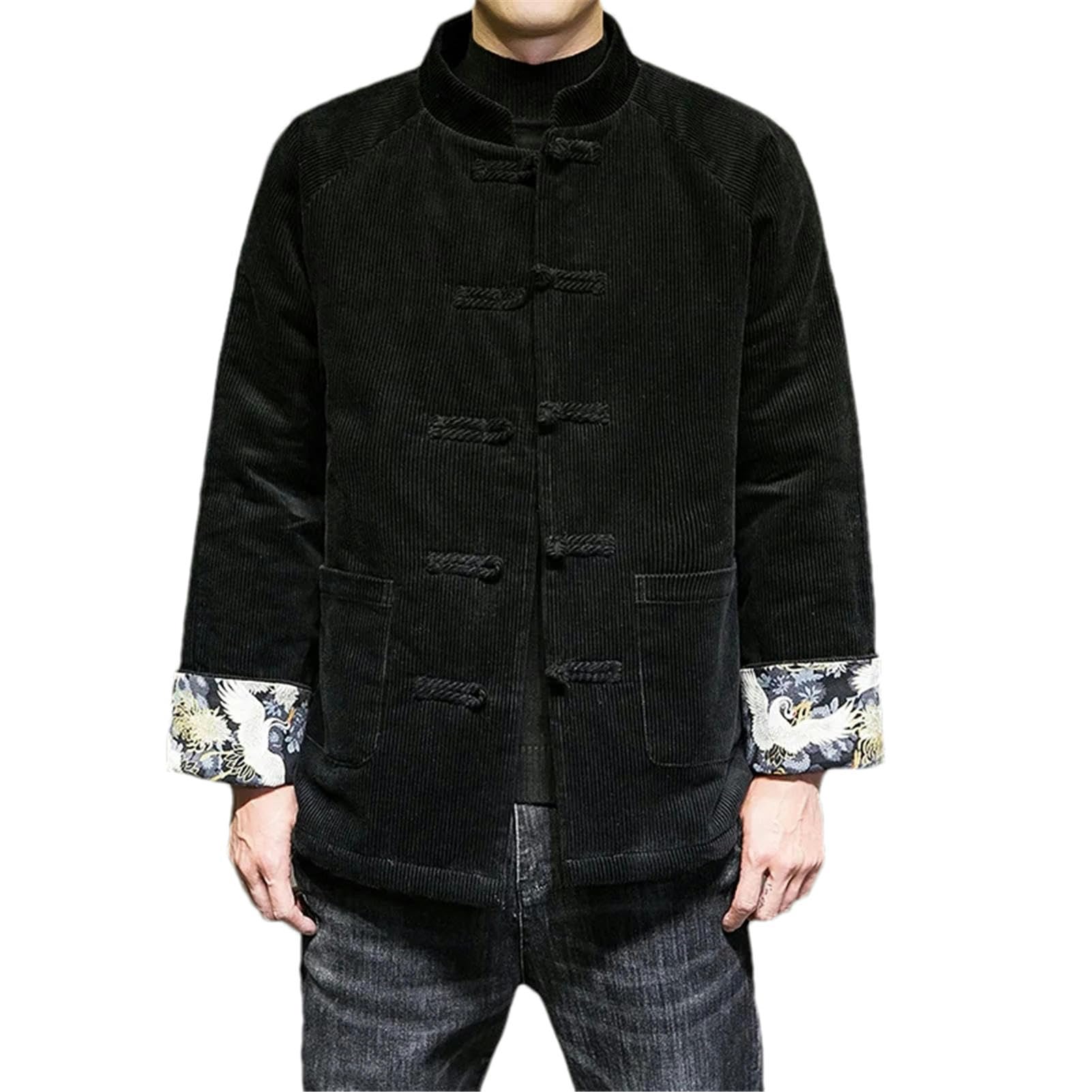Veste Tang lâche style chinois en velours côtelé doux isolant