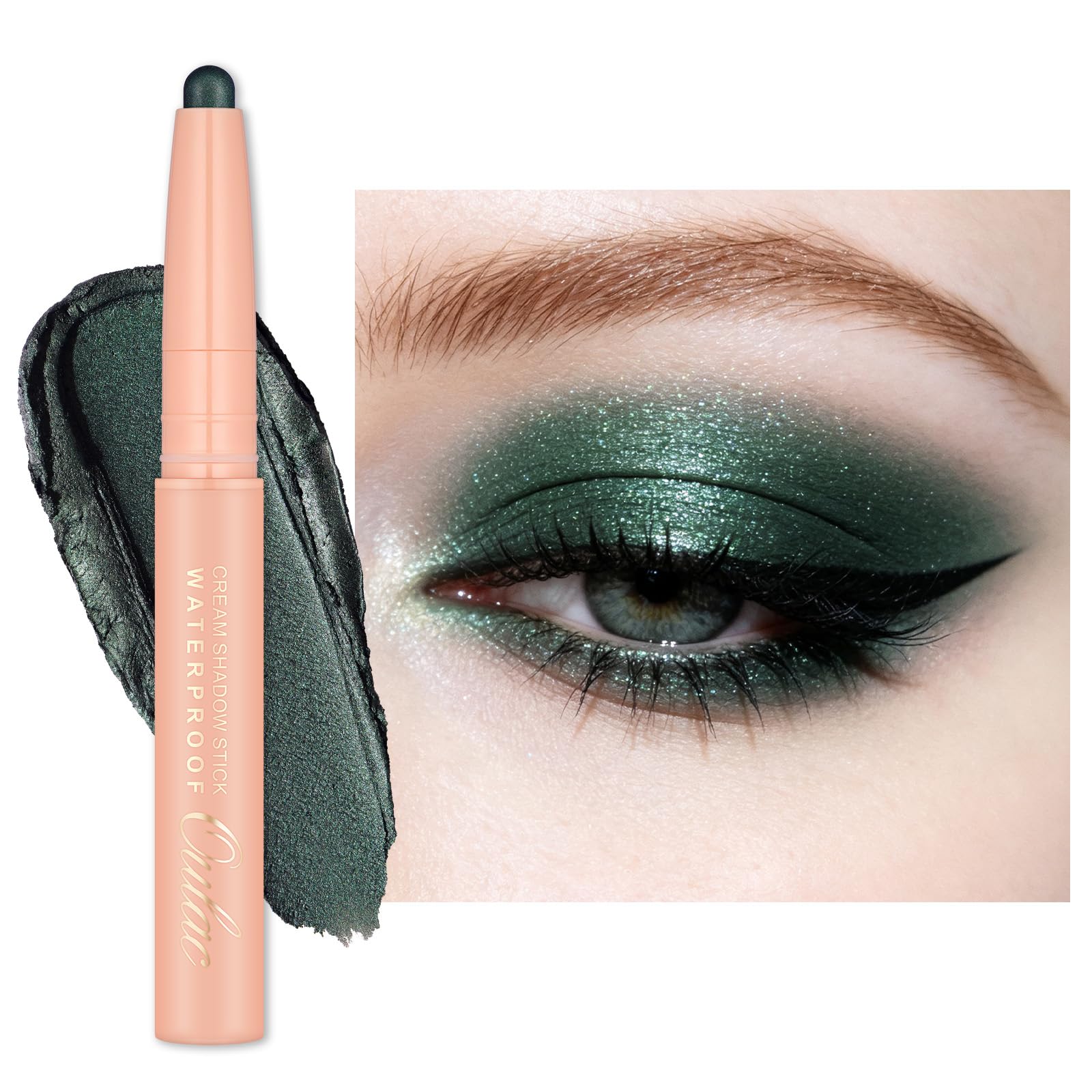 Oulac Dark Green Eyeshadow Stick – Twist-Up Creamy Crayon, Waterproof Long Lasting Eye Makeup, Vegan & Cruelty-Free Eye Makeup, 1.25g, 16 So Jade-image-5