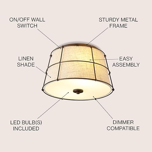 Miniatura 2 de Eyely EYL1317A Albert - 2 luces de hierro rústico de 14 pulgadas, montaje empotrado LED para comedor, cocina y sala de estar, industrial, moderno,