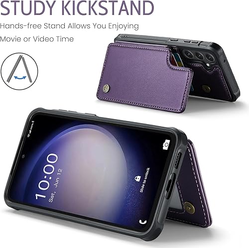 Miniatura 4 de Kowauri Funda para Samsung Galaxy S23 FE, funda de piel sintética para mujeres y hombres con ranura para tarjetas de bloqueo RFID, cierre magnético,