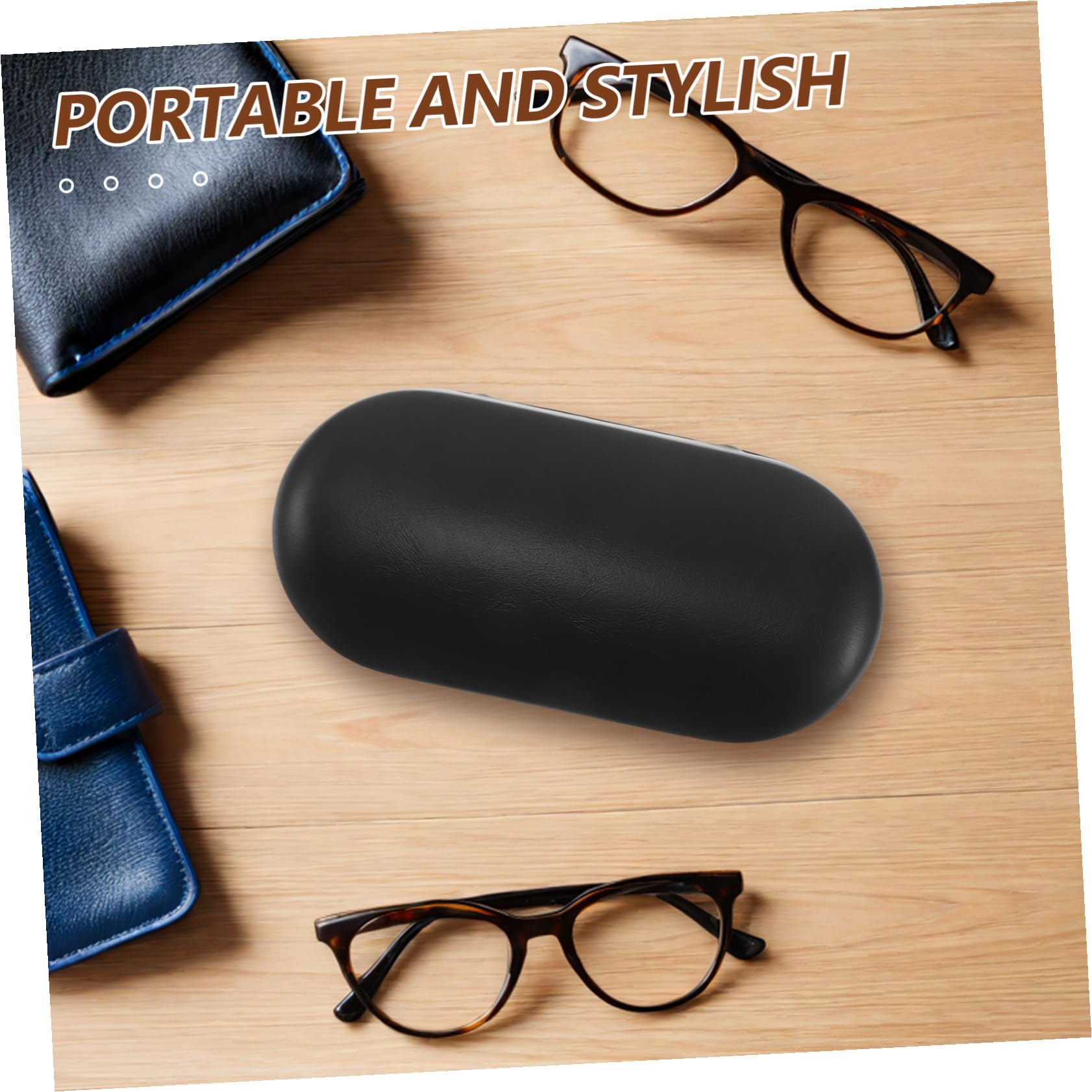 ORFOFE Custodia Rigida Portatile Doppio Strato per Occhiali Grandi, Astuccio da Viaggio Nero Divisori Protettivi, Porta Occhiali da Sole Uomo e Donna, Organizer Resistente per Trasporto