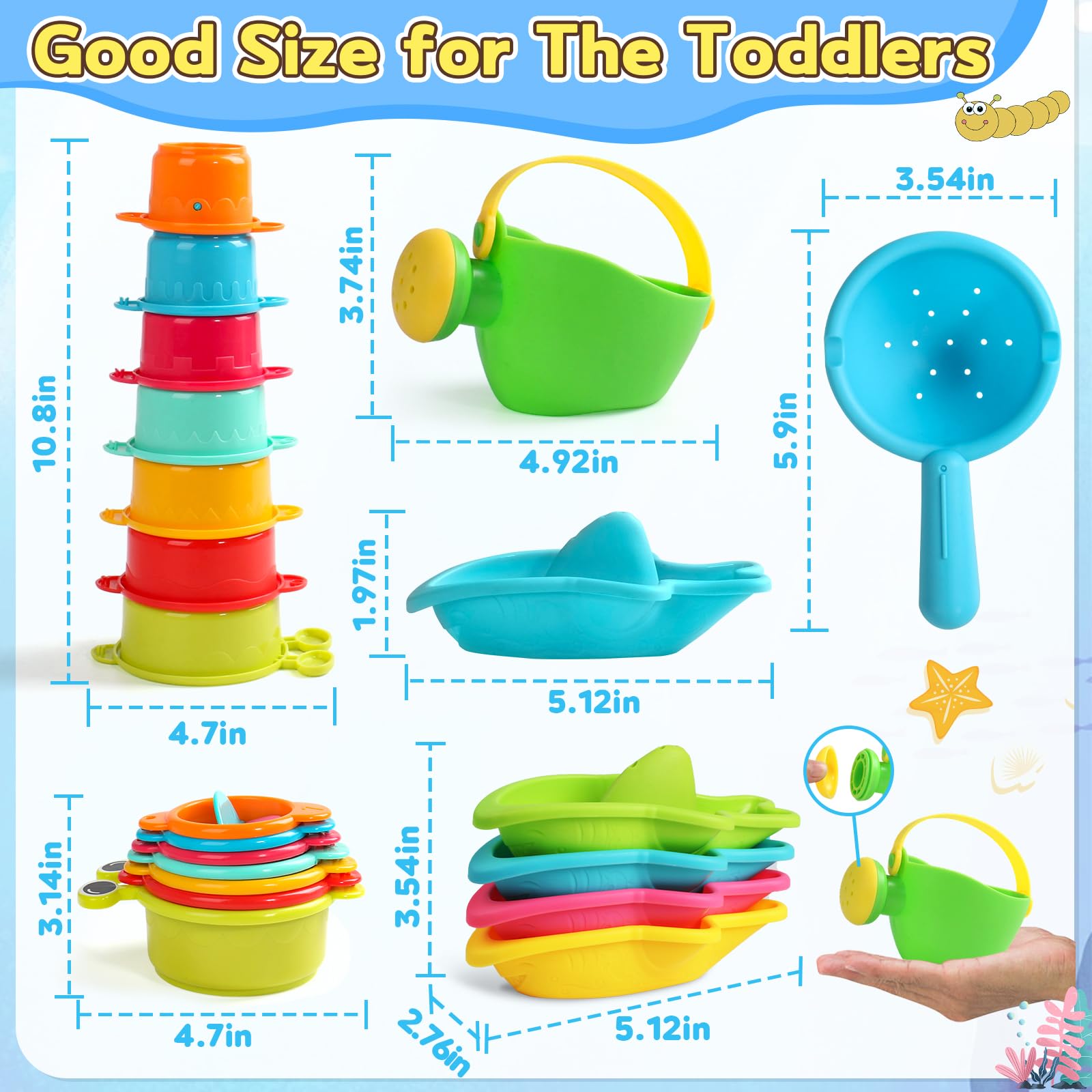 Giochi Bagnetto Neonato 1 2 Anni Antimuffa, Set di 13 Pezzi Giochi Vasca da Bagno Bambini, Giochi da Bagno per Bambini,Giochi per Bagnetto, Giocattolo per Piscina e Spiaggia, Regalo Bambino Bambina