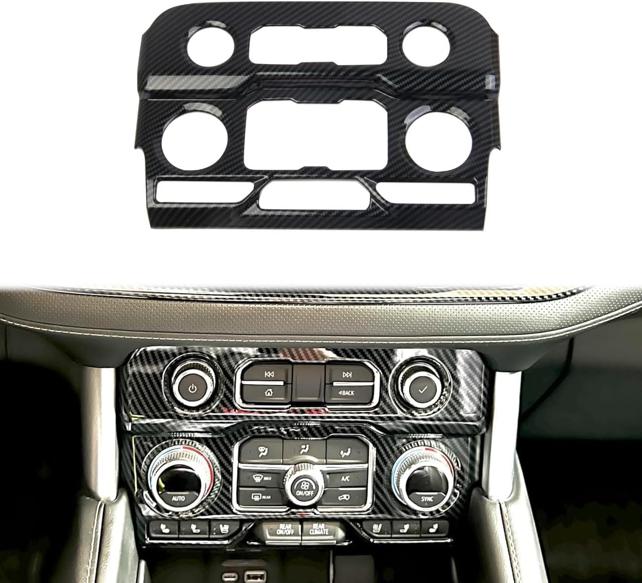 Carbon Fiber Center Console Air Conditioner Panel AC Cover Trim for 2021-2022 Chevy Tahoe Suburban for 2021-2022 GMC Yukon