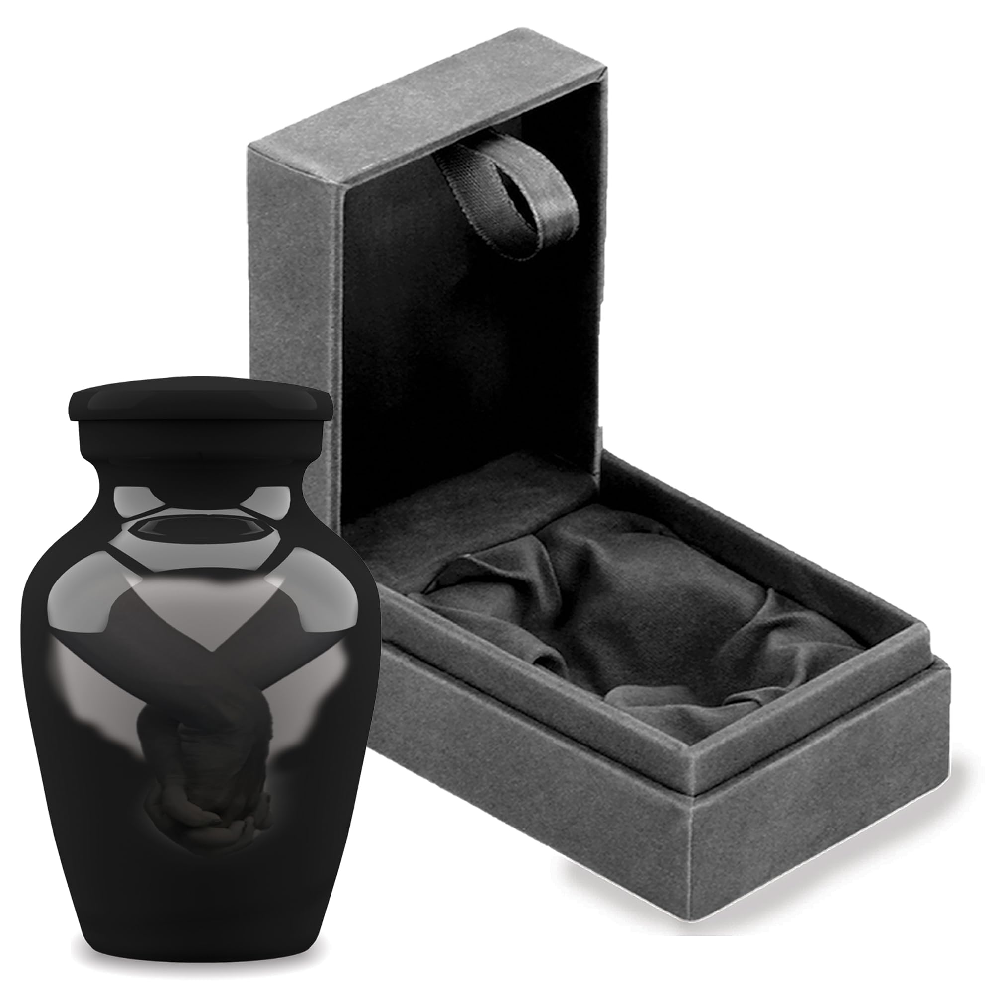Forever URNS Mini Cremation Funeral Urn with Printed Loving Hand Theme for Human Ashes of Female & Male | 3 cu in | Small | Multicolor | Completely Handcrafted with Velvet Protection Box