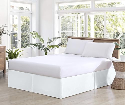 Cotton Delight Falda de cama tamaño Queen, 100% algodón natural, 800 hilos, ajuste a medida, 1 falda de cama tamaño Queen de 16 pulgadas, longitud