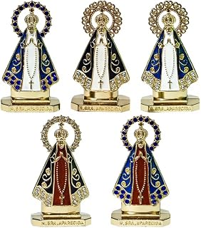 Miniature Blessed Virgin Mary Statue Set,Catholic Mother of Jesus Figurine with Halo,Religious Décor Spiritual Gift,Home Altar Car Dashboard Collectible Display,5 Pieces