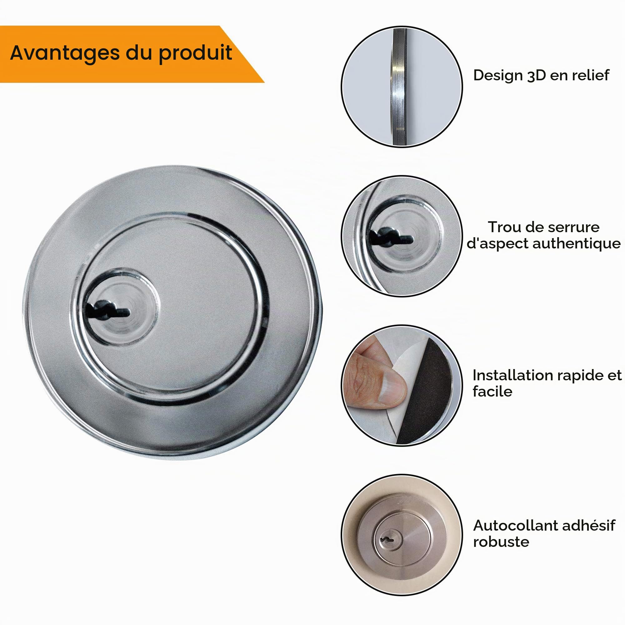 Sicher-Sticker 781490396483 Serrure factice blindée, mat, env. 6,8 cm