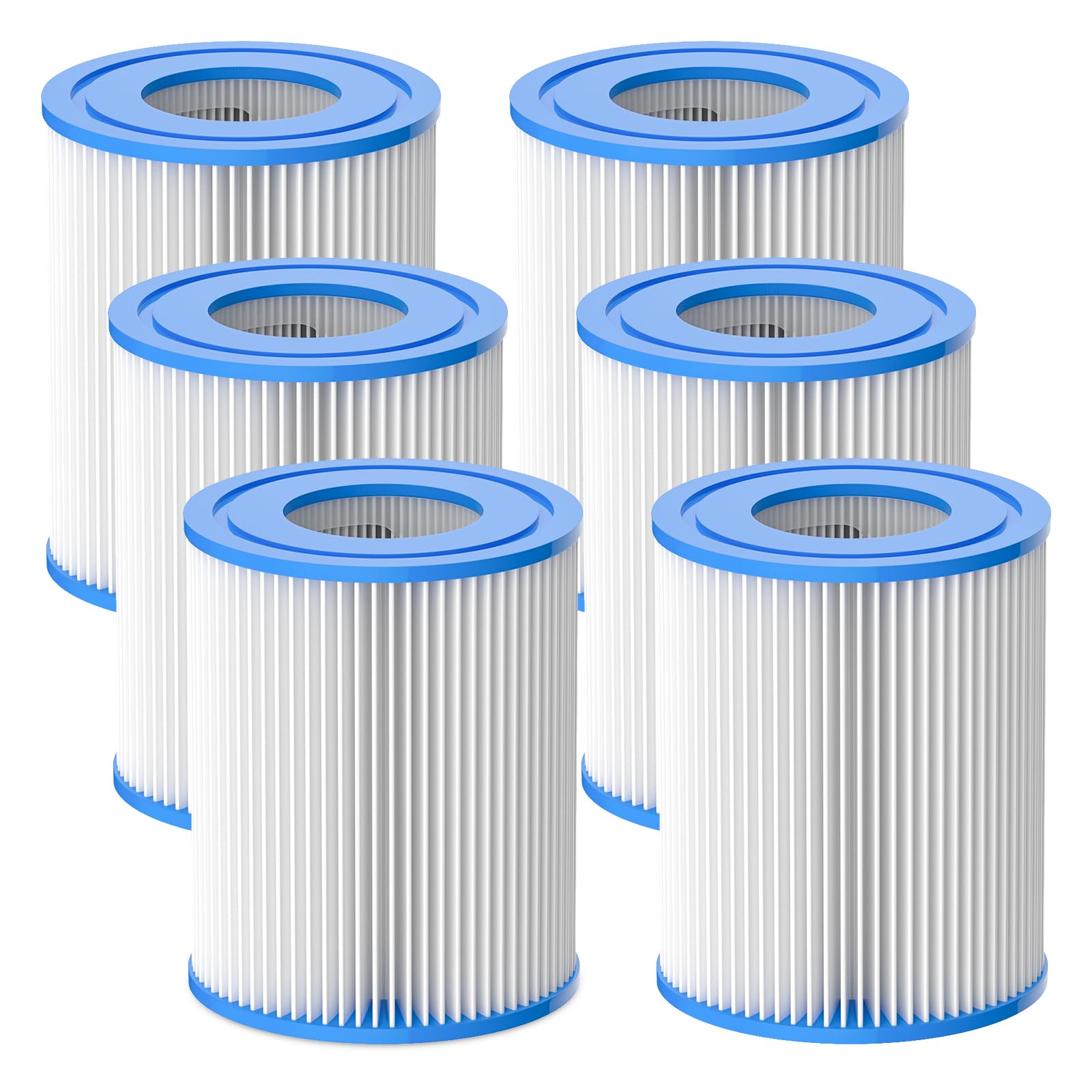 Slamate 58094 Type II Pool Filter Cartridge Compatible with Type II Cartridge Lay Z Spa Filter Pump 58094 for Above Ground Pool, 6 Pack