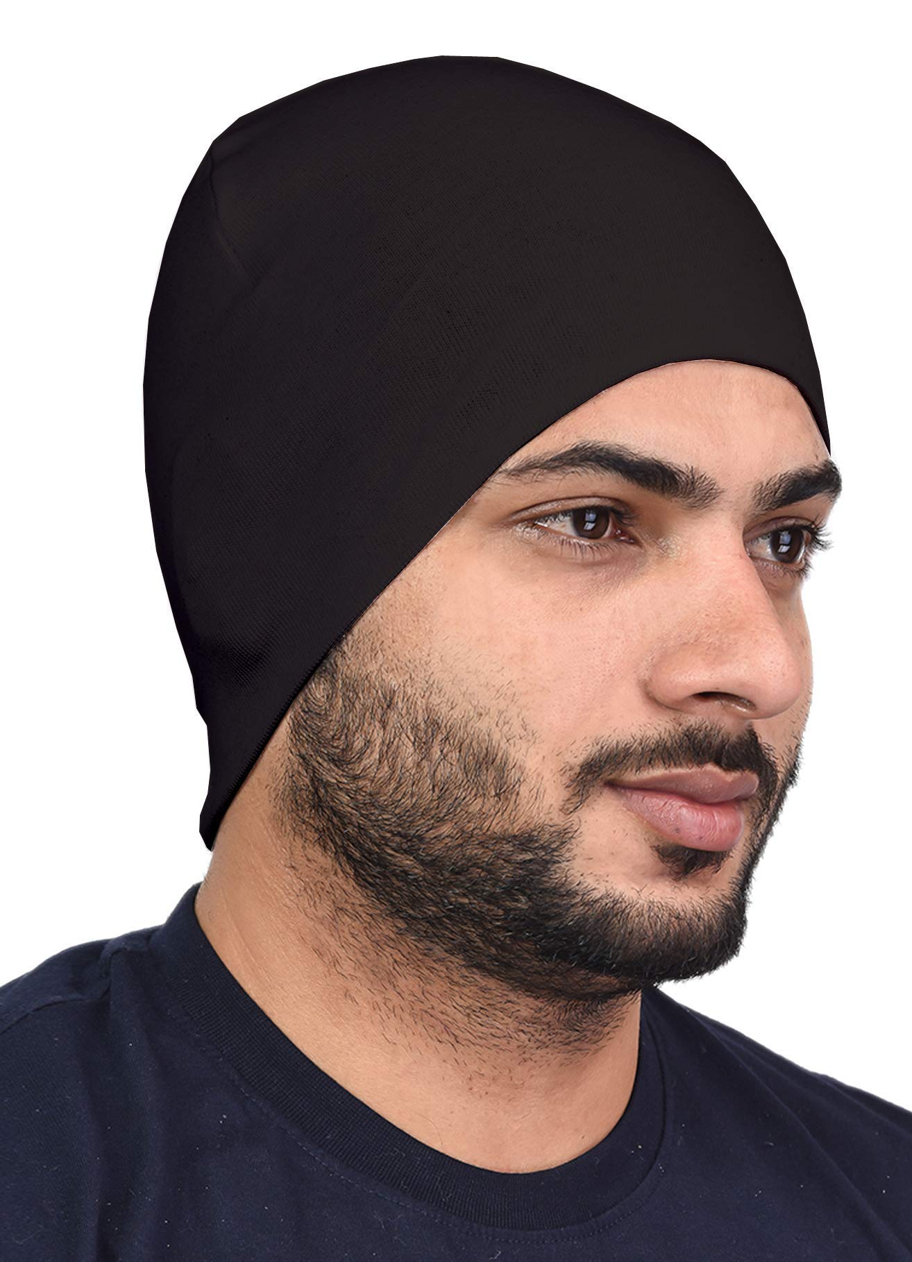 Men's Cotton Lycra Skull Cap (Multicolor_Free Size) (Pack of 1)