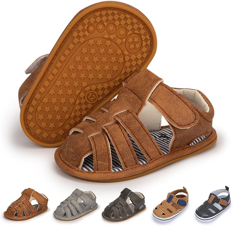 MeckiorBaby Infant Boy Girl Sandals Newborn Non-Slip Soft Rubber Sole Sandals for Baby Boys Open-Toe Outdoor Casual Summer First Walkers Shoes