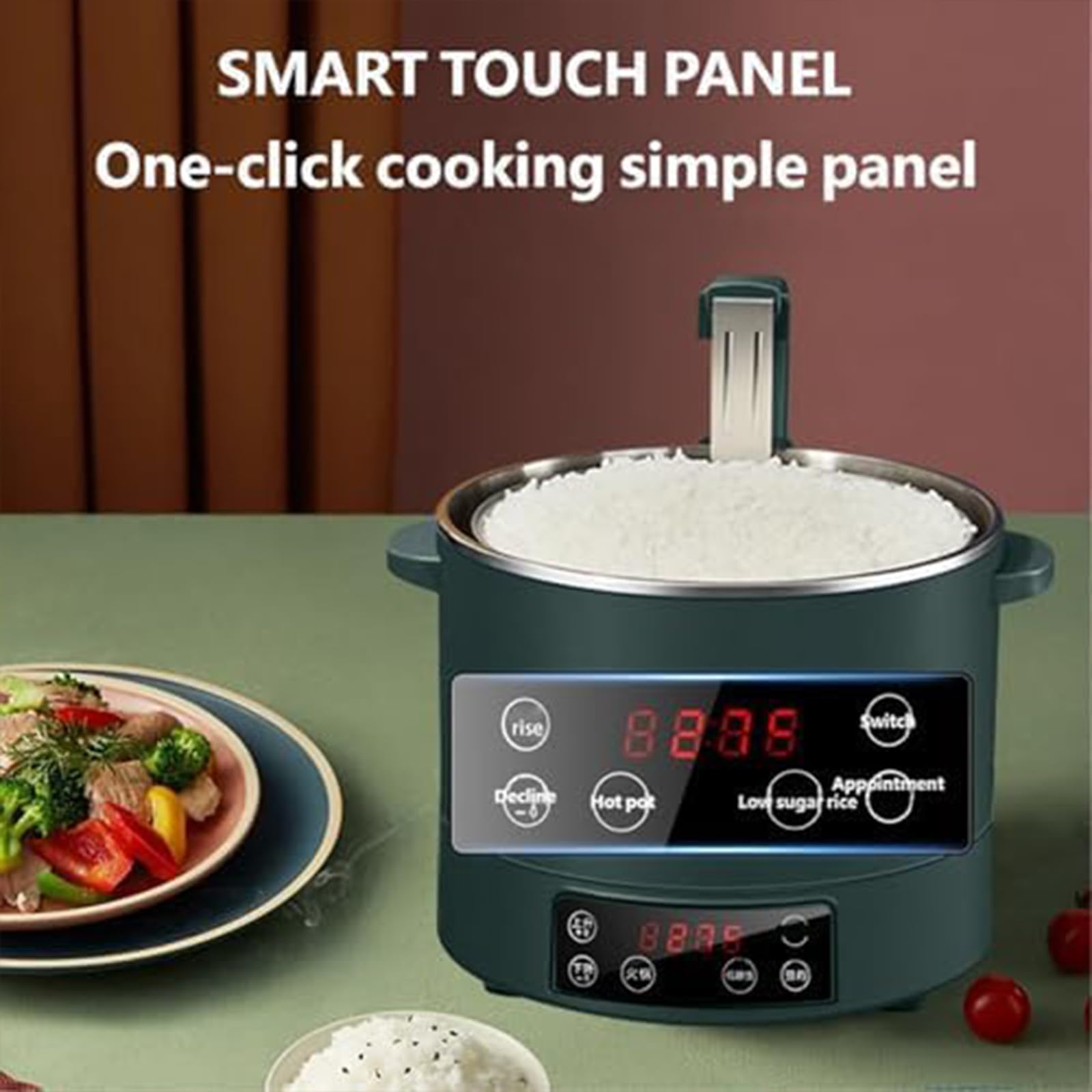 Arrocera baja en azúcar con cesta de vapor para eliminar azúcar y temporizador de retardo de 12 horas para comidas saludables y aptas para diabéticos