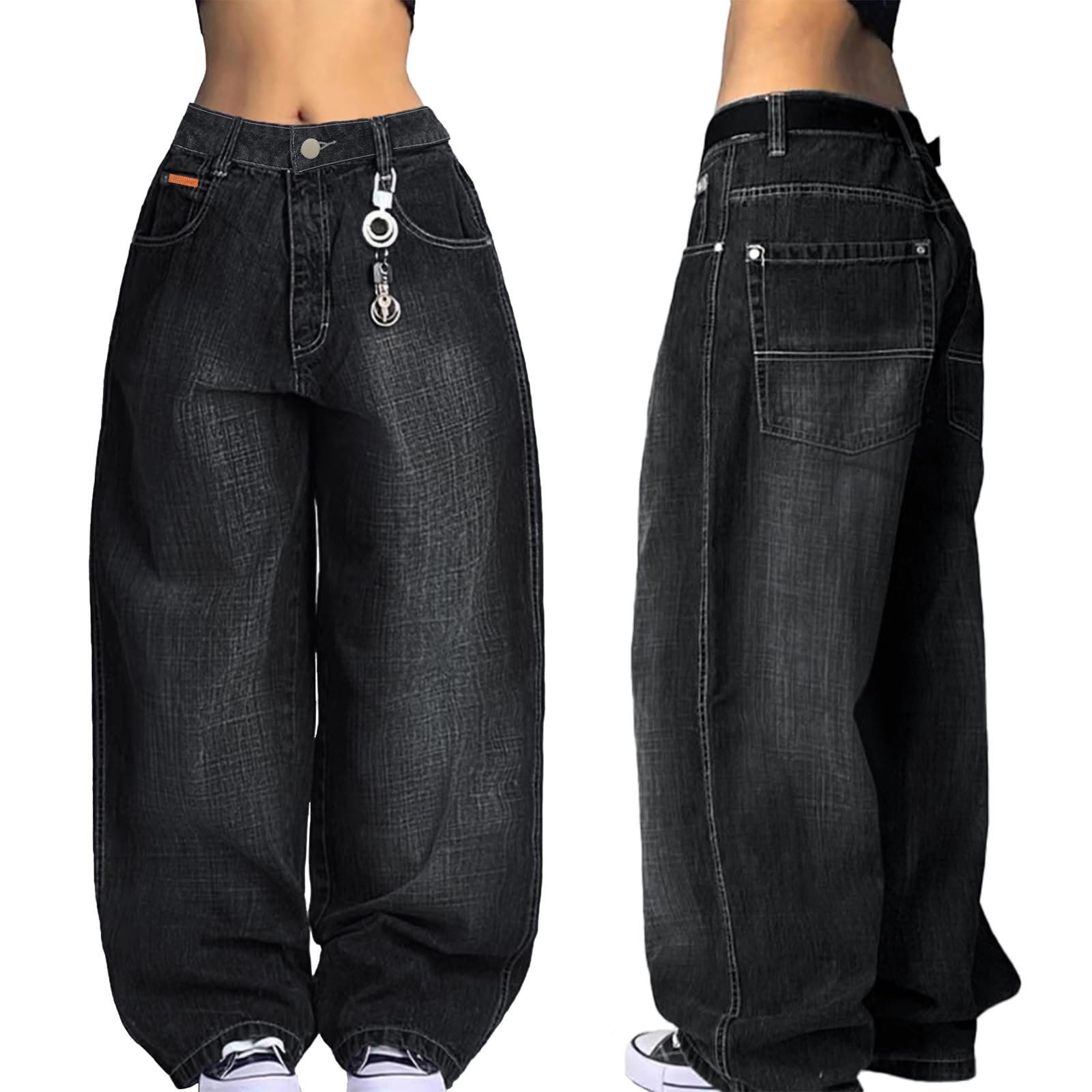 EMMIOL Baggy Jeans Damen High Waist Loose Denim Hosen Y2K Hip Hop 90er Hose