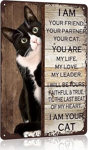 Miniatura 1 de -Cartel retro de gato negro con texto en inglés "I Am Your Friend Your Companion Your Cat You Are My Life" Man Cave Art Decor Poster de 8 x 12