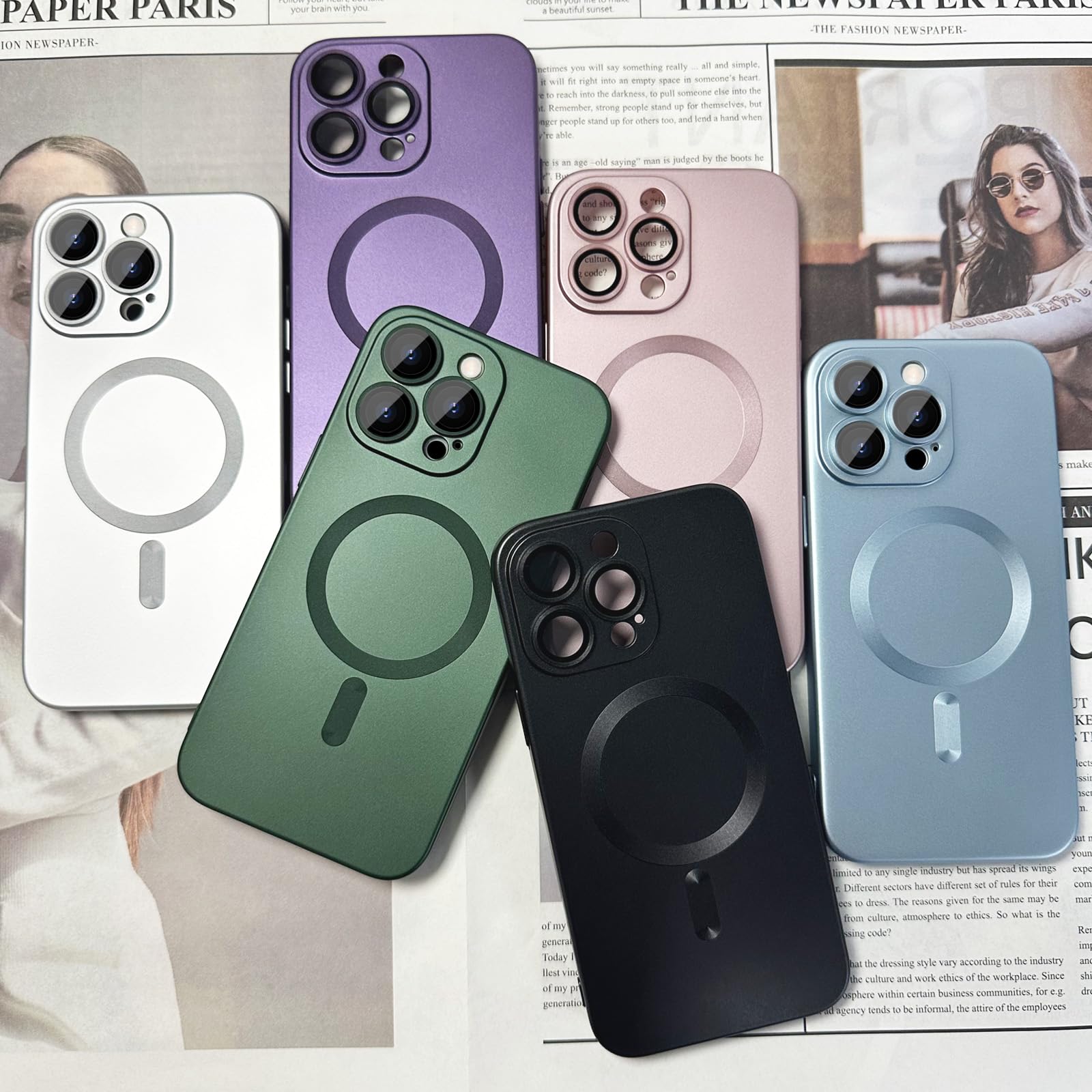 Magnetic Case For IPhone 15 Pro Phone Case For Women Men, Cute Matte Luxury Soft Metallic Luster Design Camera Lens Protector Compatible Magsafe Case Iphone 1 - View #6