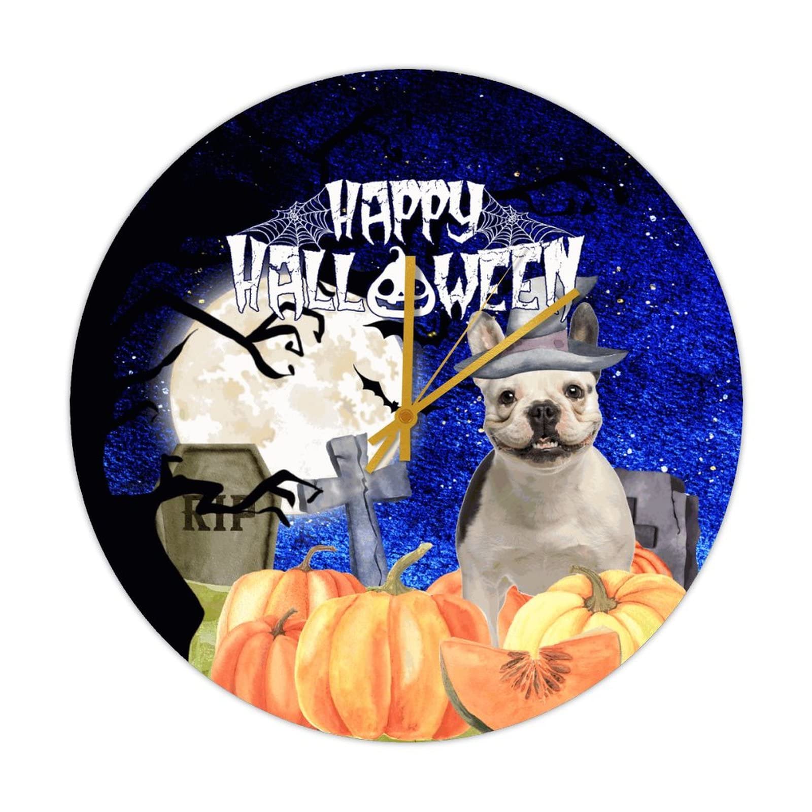 Horloge murale rustique Halloween bois silencieuse 38cm pour décoration cuisine