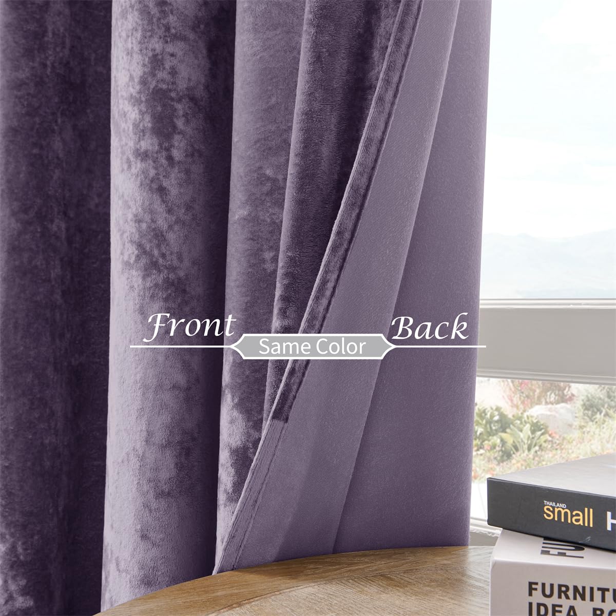 SMILETIME Silver Grey Crushed Velvet Curtains - 52x84 Inch Thermal Insulated Drapes, 2 Panels
