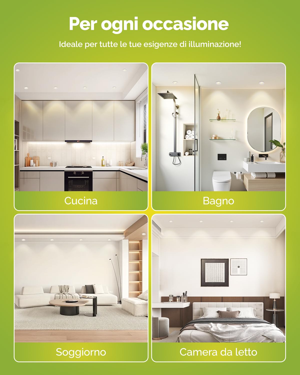 Fondiiz Faretti Led da Incasso per Cartongesso Luce Naturale 4000K, 5W 480LM Luci da Soffitto Interno Orientabili, IP44 Faretto led incasso Ultrasottili per Bagno, Diametro Foro Ø70-80mm, Set di 12