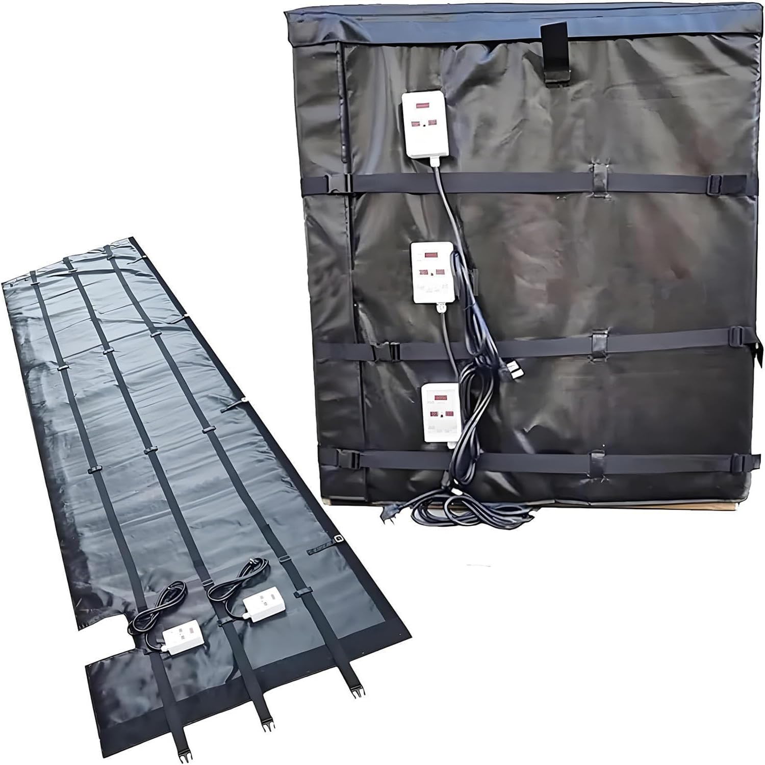 Manta Calefactora IBC 2000W/4000W para Tambores - Calentador de Aceite con Termostato Independiente 0-150℃ - Cubierta Térmica Impermeable para Barriles 55/275 Galones y Tanques Black-275Gal/1000L