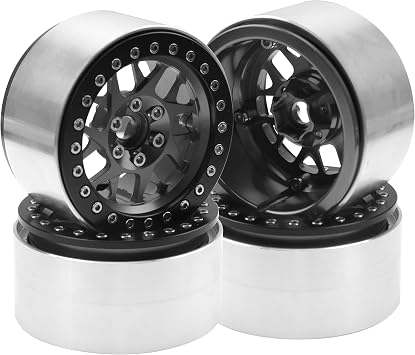 4Pack HIRCQOO Metal 2.2 inch Beadlock Wheel Rims 12 Hex Hubs Compatible with Axial SCX10 90046 SCX10-III Redcat Gen7 D90 Traxxas TRX4 Tamiya CC01 1/10 RC Crawler Titanium