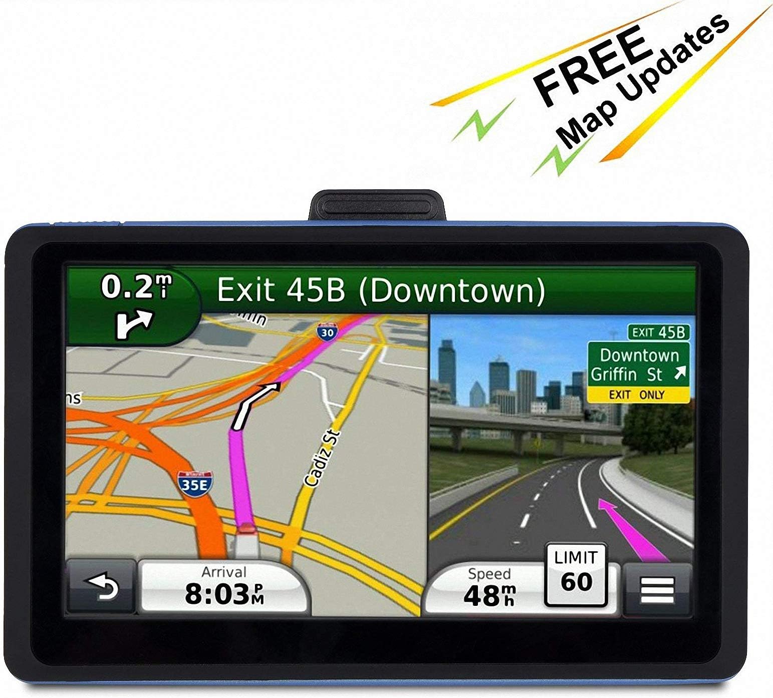 GPS Navigation for Car, 7 inches 8GB Lifetime Map Update Spoken Turn-to-Turn Navigation System for Cars, Vehicle GPS Navigator Lifetime Free Maps