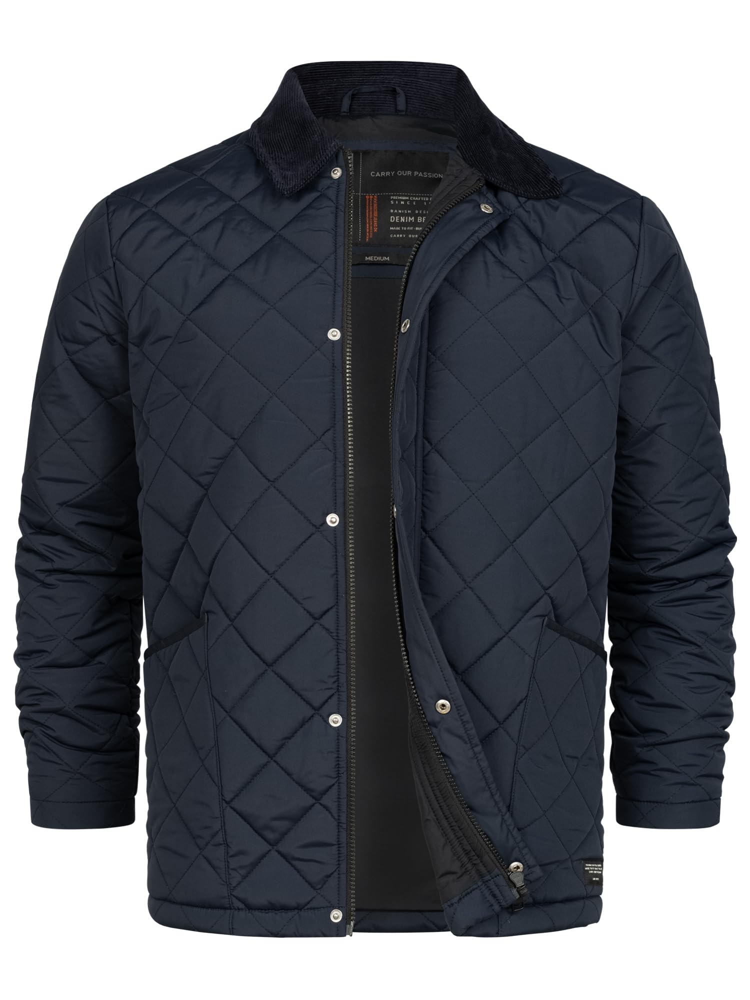 Indicode Steppjacke INDram Cordkragen und Rautensteppung