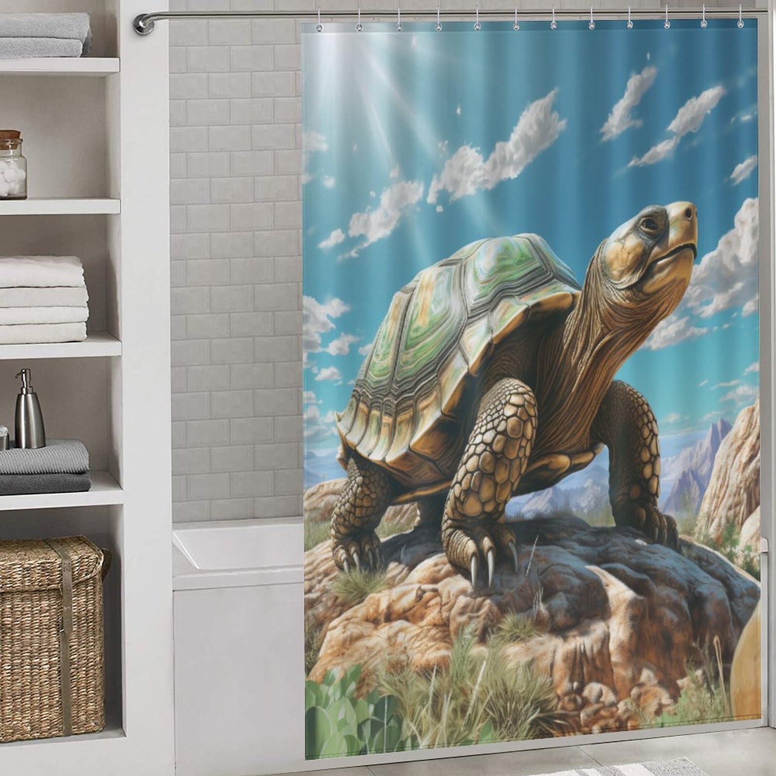 Rideau de douche tortue de mer imperméable pour stopper l'eau dans la salle de bain