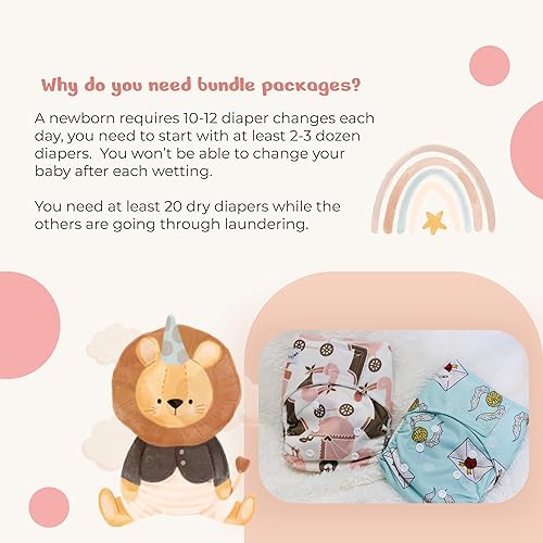 Miniatura 3 de KaWaii - Paquete de 6 pañales de tela de bambú para bebé recién nacido con 12 insertos de tela de bambú, impermeables, reutilizables, unisex, 6-22