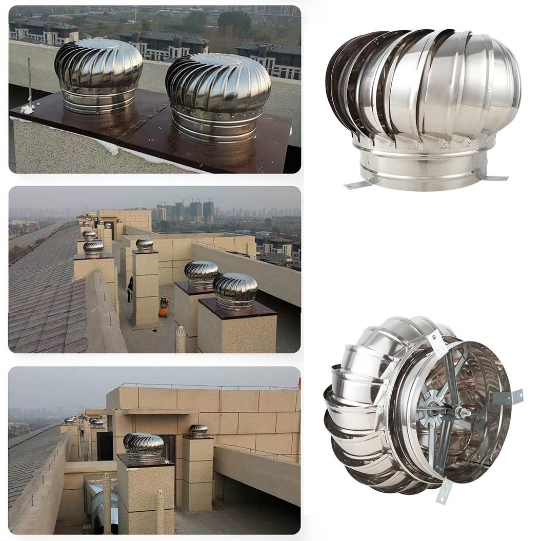 Comignolo Girevole Fumaiolo, Cappello Zincato Eolico, Fumaiolo Tondo Rotondo in Acciaio Inox, Cappello Eolico per Camini, 110/160/200/250/300/400mm (Misurare : 200mm/7.9in)