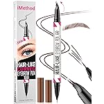 iMethod Curved Eyebrow Pen - 2-in-1 Dual-Ended Eyebrow Pencil with Curved Tip and Precise Brush-Tip, Microblading Eyebrow Pen for Natural Hair-Like Brows, Long Lasting, Reddish Brown