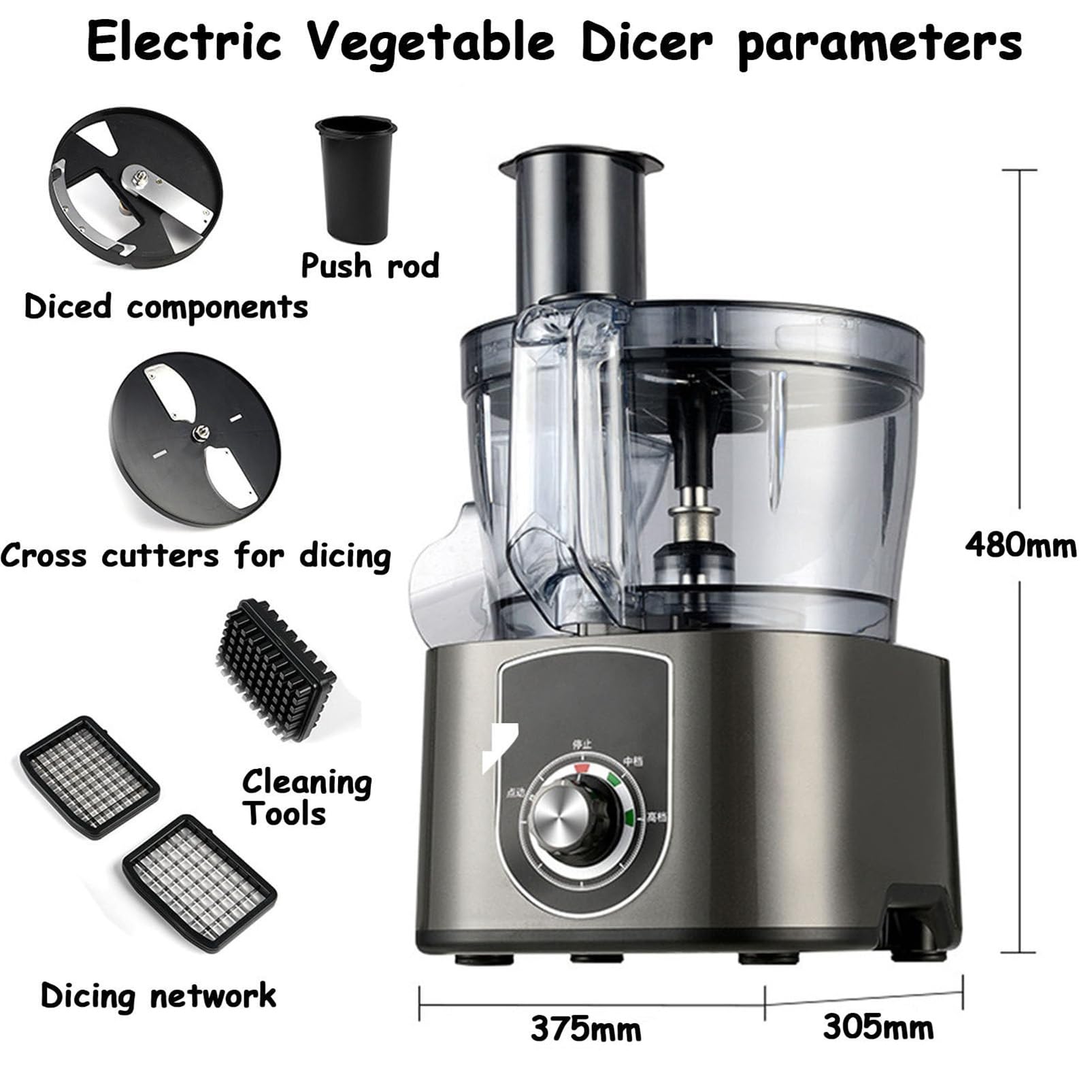 Tritaverdure Elettrico 5l, Robot Da Cucina Commerciale 600w Con 4 Lame Sostituibili, Affettatrice E Grattugia Multifunzionale Per Patate Cipolle Carote Cetrioli Frutta & Verdura red