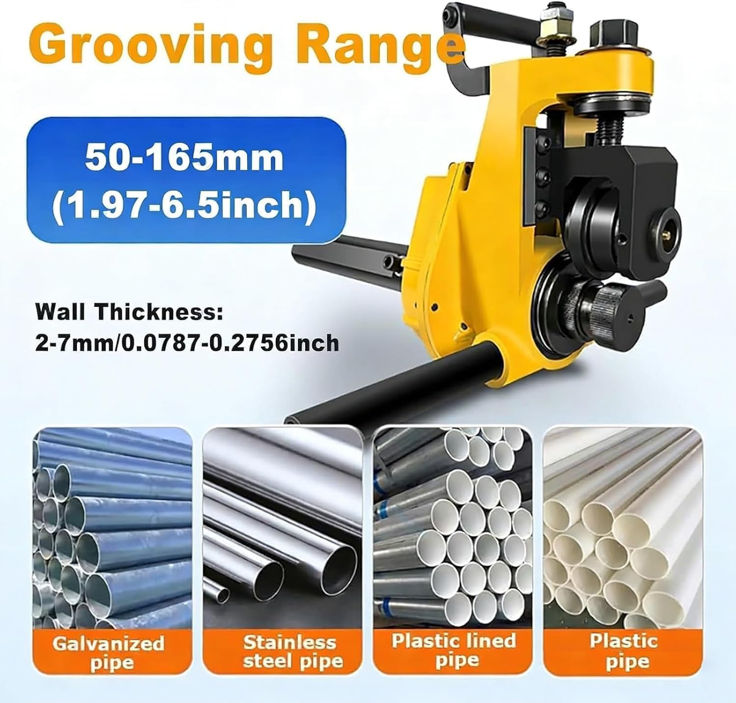 Machine à rainurer manuelle pour tuyaux de 2 à 7 mm d'épaisseur, compatible avec l'acier inoxydable et l'aluminium, facile à utiliser, idéale pour presser les bords de tuyau