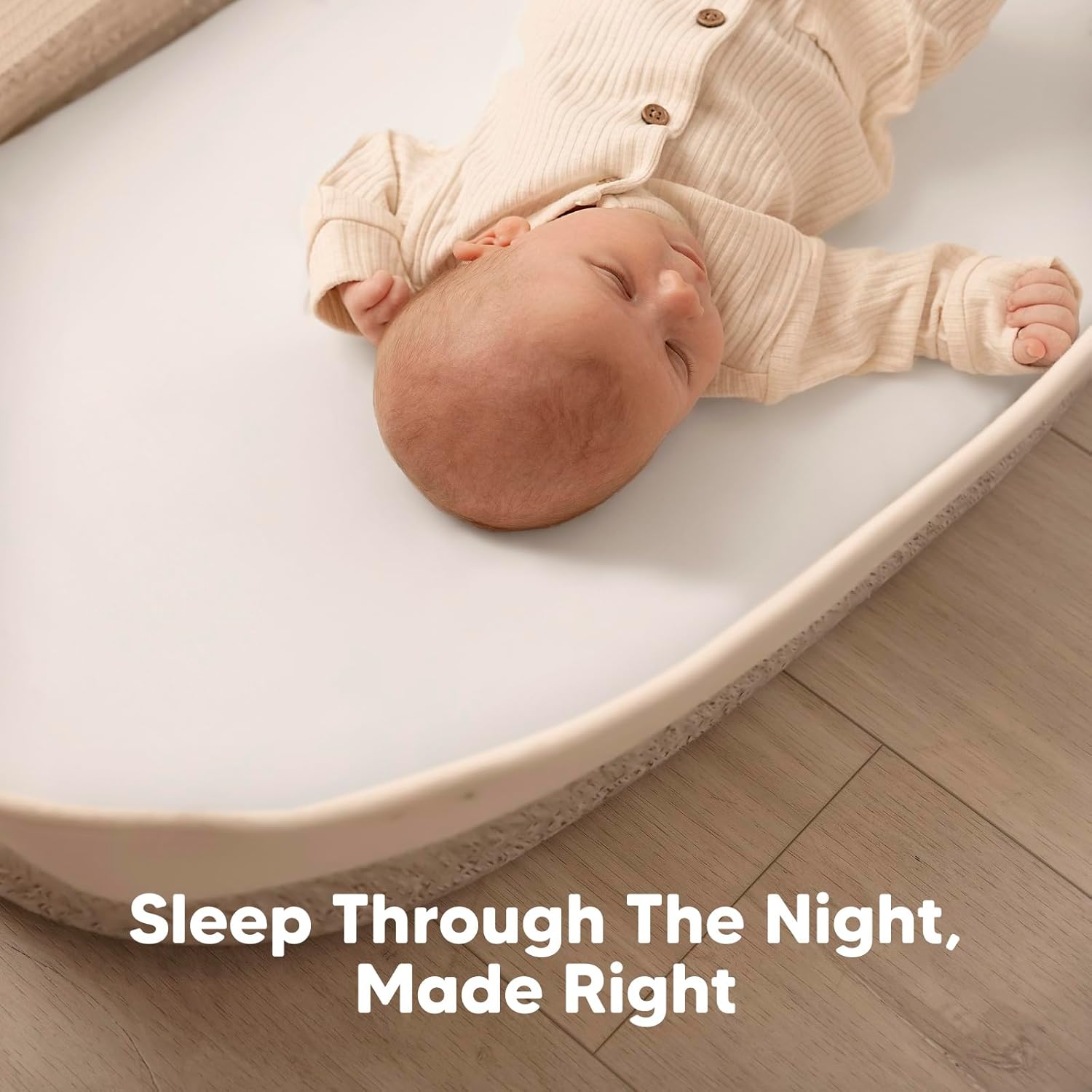 2-Pack Baby Bassinet Sheets Girl, Boy - 33x17 Viscose Derived from Bamboo Bedside Mattress Fitted Bassinet Sheets, Compatible with Halo Bassinest Swivel Sleeper, Baby Delight, Graco(Soft White) - Image 6