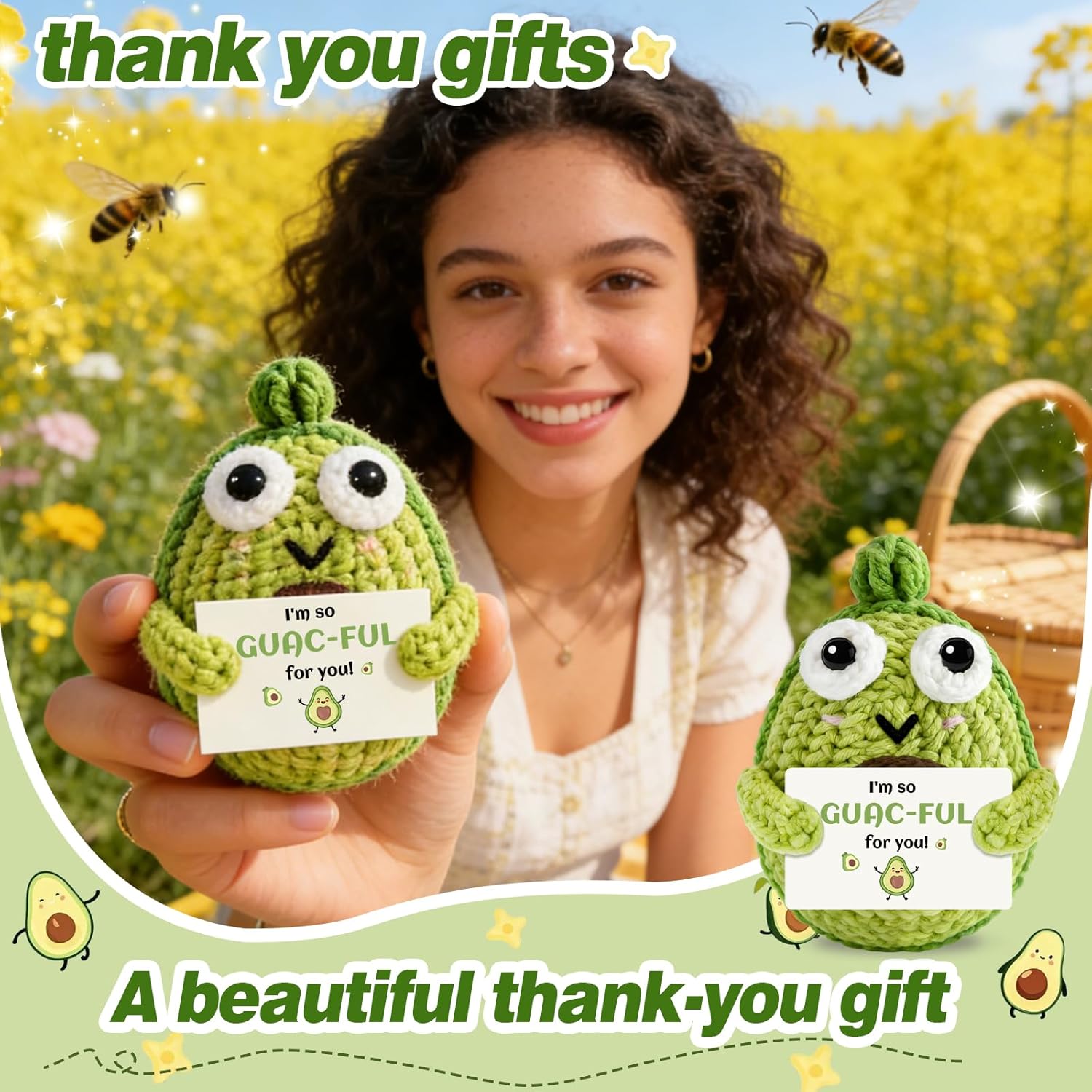 Teacher Valentine Gifts Funny Appreciation Gifts for Coworkers Farewell Emotional Crochet Support Avocado Decor Paraprofessional Appreciation Gift Teacher Sister Friend Birthday - Image 2