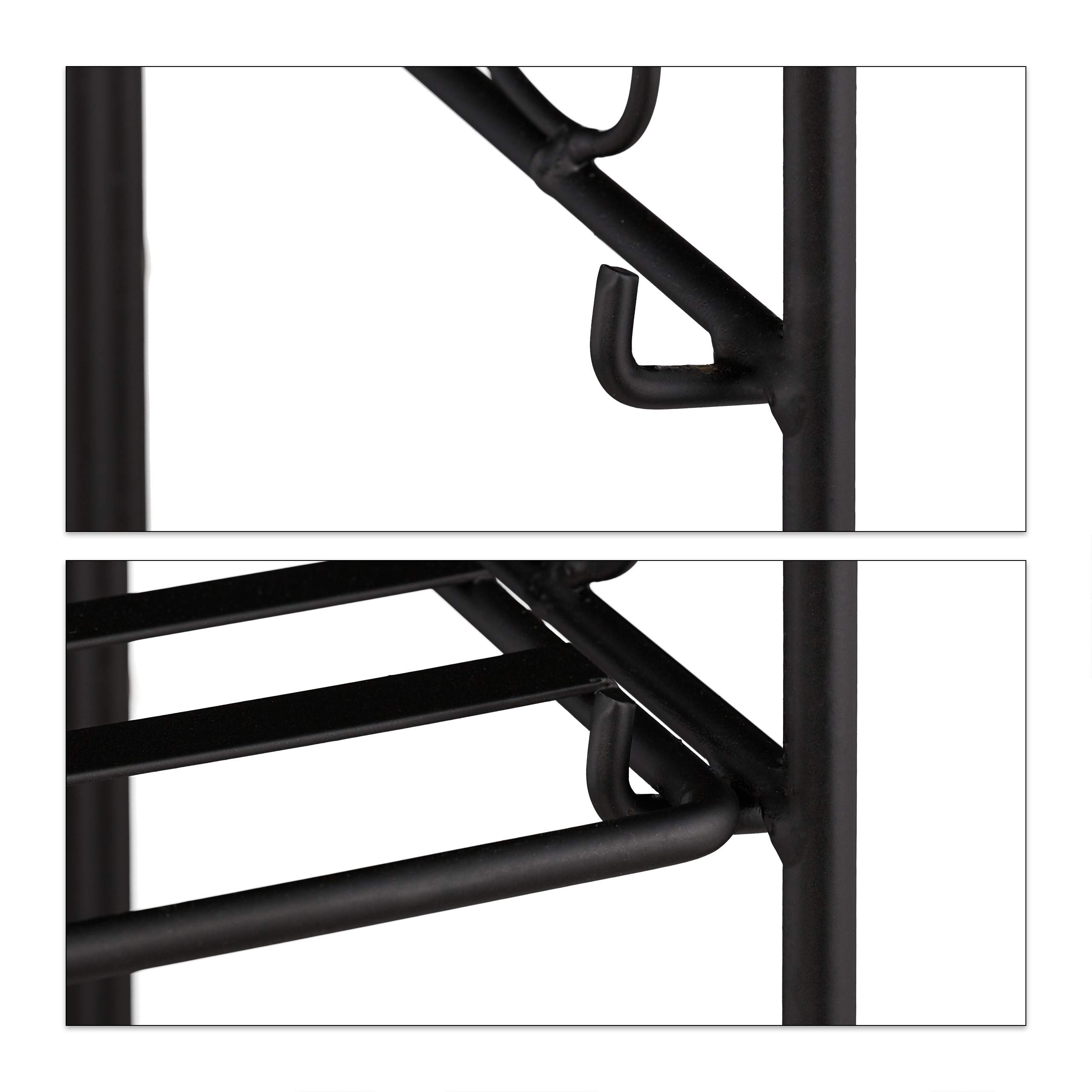 Relaxdays étagère extérieure jardin, 3 niveaux, pliable, intérieur & extérieur, métal, vintage, HLP 100x50x25 cm, noir