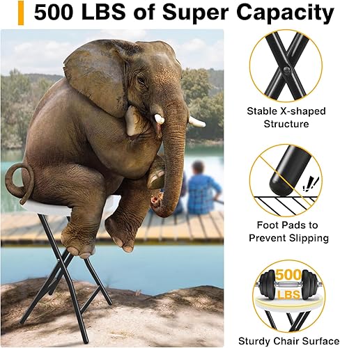 Miniatura 3 de TAVR Furniture Silla plegable portátil con asa, taburete plegable redondo resistente con capacidad de 500 libras para adultos, taburete plegable de