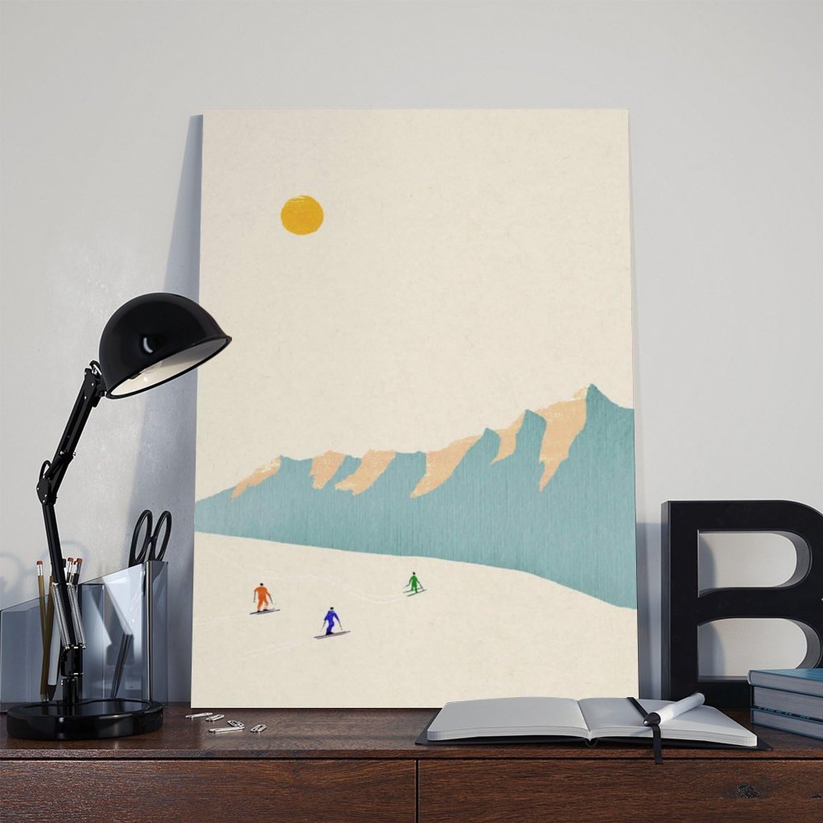 Mountain Skiers - Località sciistica piste da sci su tela poster decorazione camera da letto paesaggio ufficio camera da letto decorazione regalo 61 cm L x 91,4 cm W