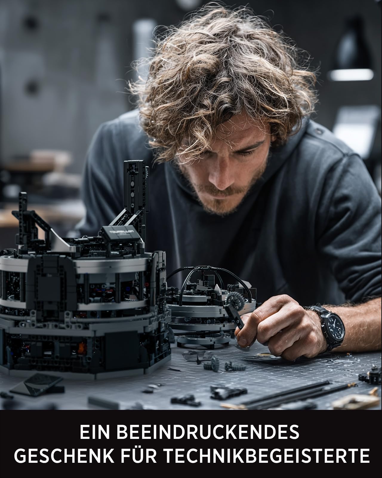 Nifeliz Tourbillon Modellbausatz, Klemmbausteine Technik, Sammler-Modell der Motorenserie, Physikalisches Wissenschafts-Display-Set für Erwachsene, Geschenk für Zuhause oder Büro, NF10355