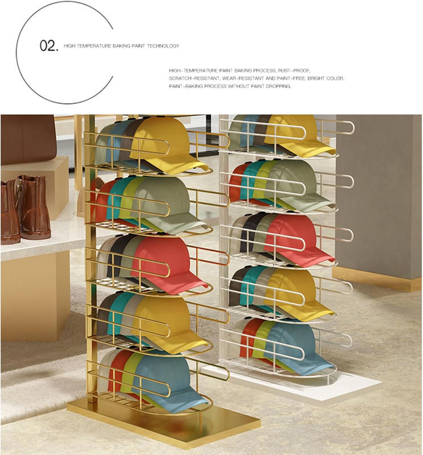 Display Stand Hat Racks Metal Hat Display Stand Hat Hanger Organizer Free Standing Caps Holders Metal Floor Rack for Caps Hats - Vertical Hat Rack