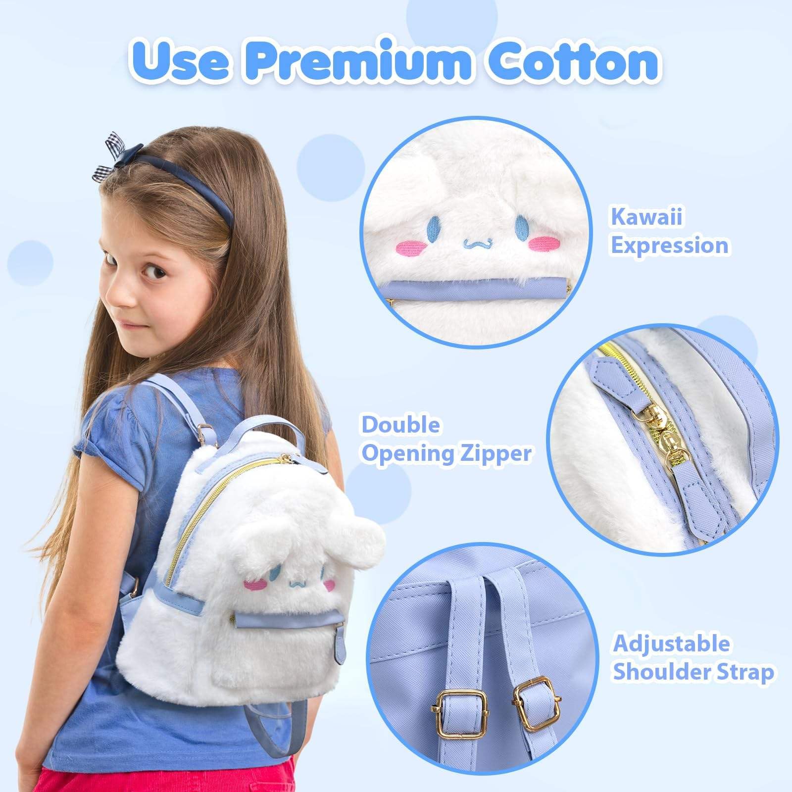 Kawaii Cinnamoroll My Melody Plush Bag,Cute Lolita JK Plush Figure Backpack School Handbag,Cute Girl Bag My Melody,Girl Gift Backpack