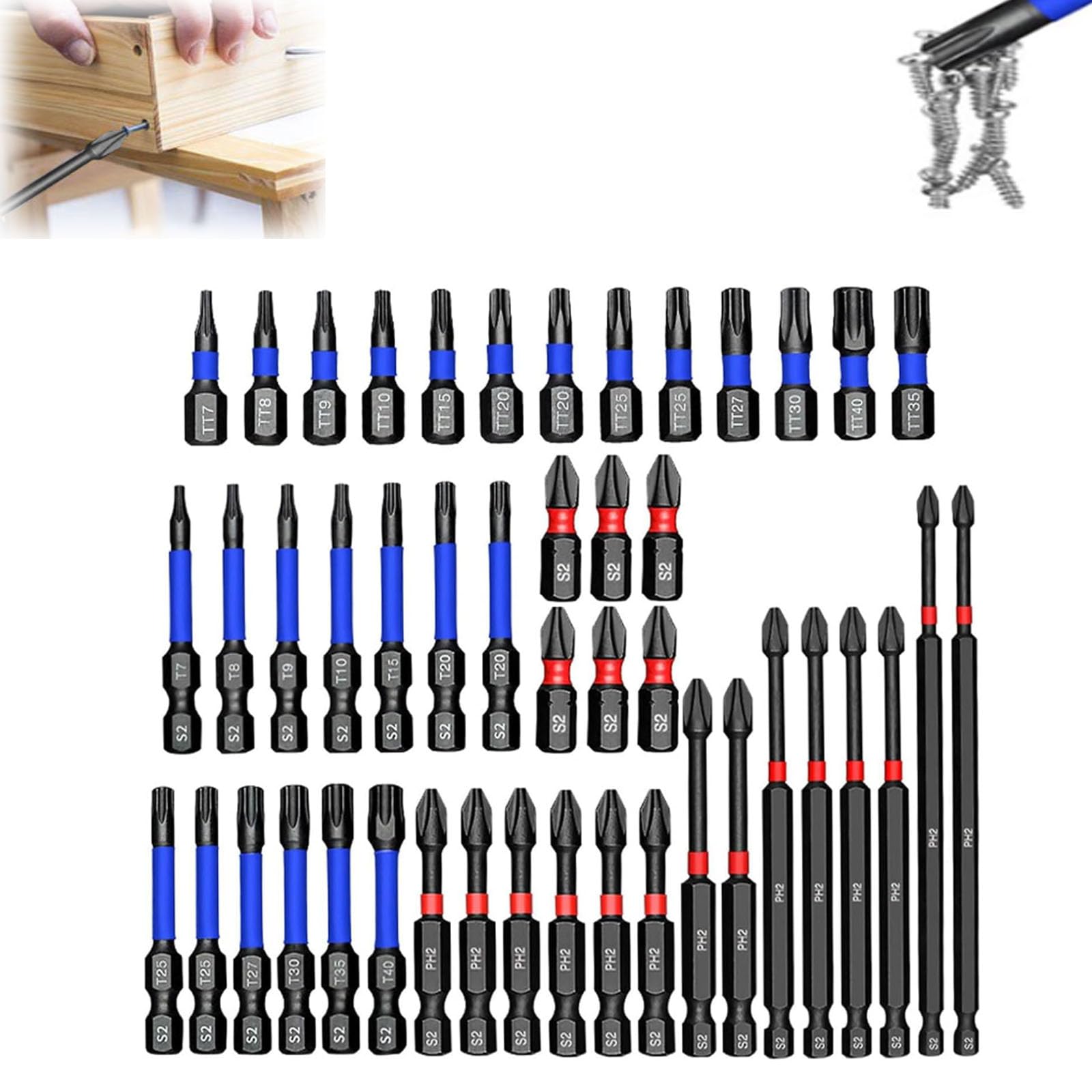 Uck-Kit One Color 46-Piece Magnetic Impact Nut Driver Set, Magnetic Nut Driver Set For Impact Drill, Impact Driver Bit Set, Anti-Slip Magnetic's Screwdriver Bits, For Home Diy Workshop Construction Work,1Set