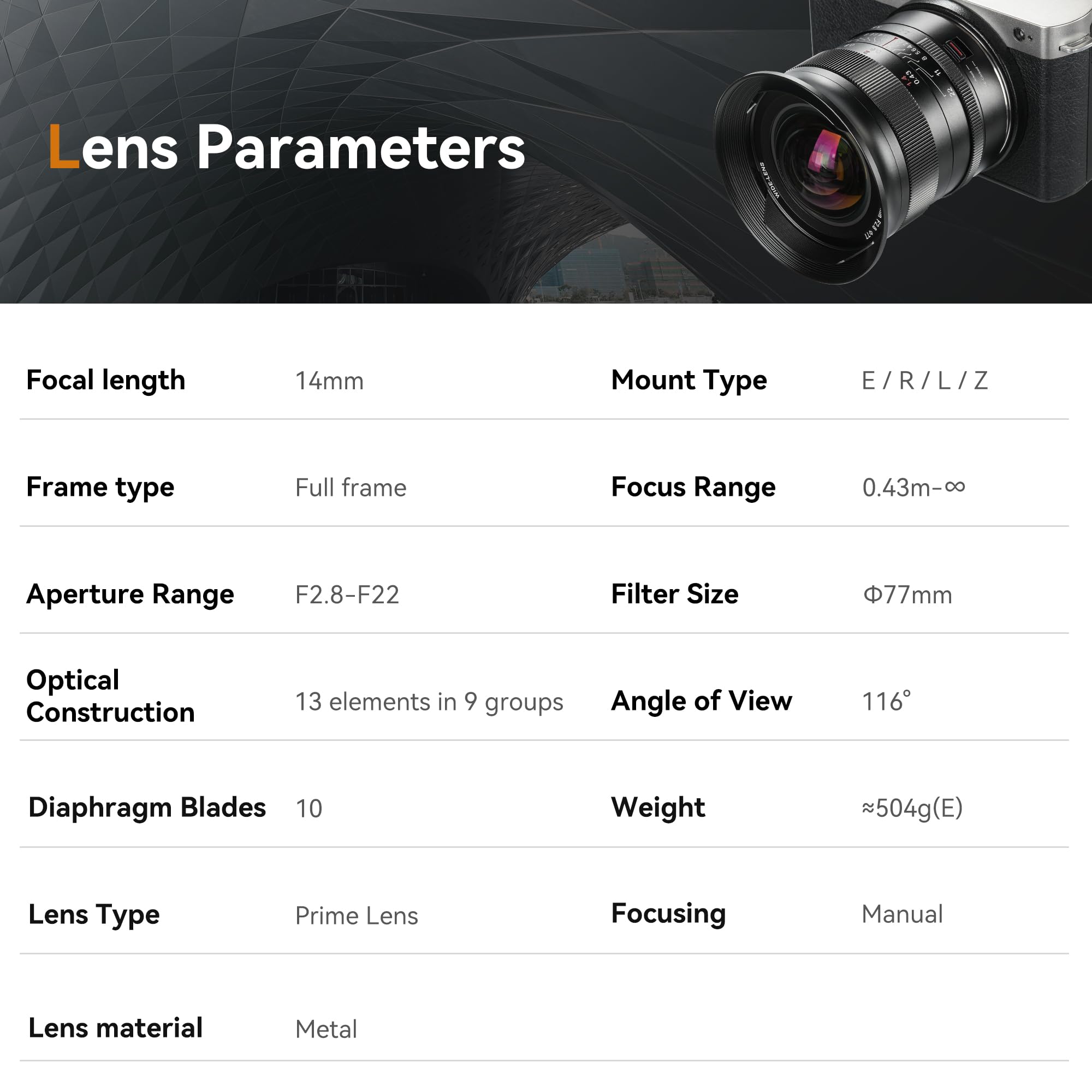 Amazon.com : 7artisans 14mm F2.8 Camera Lens Ultra Wide Angle Full