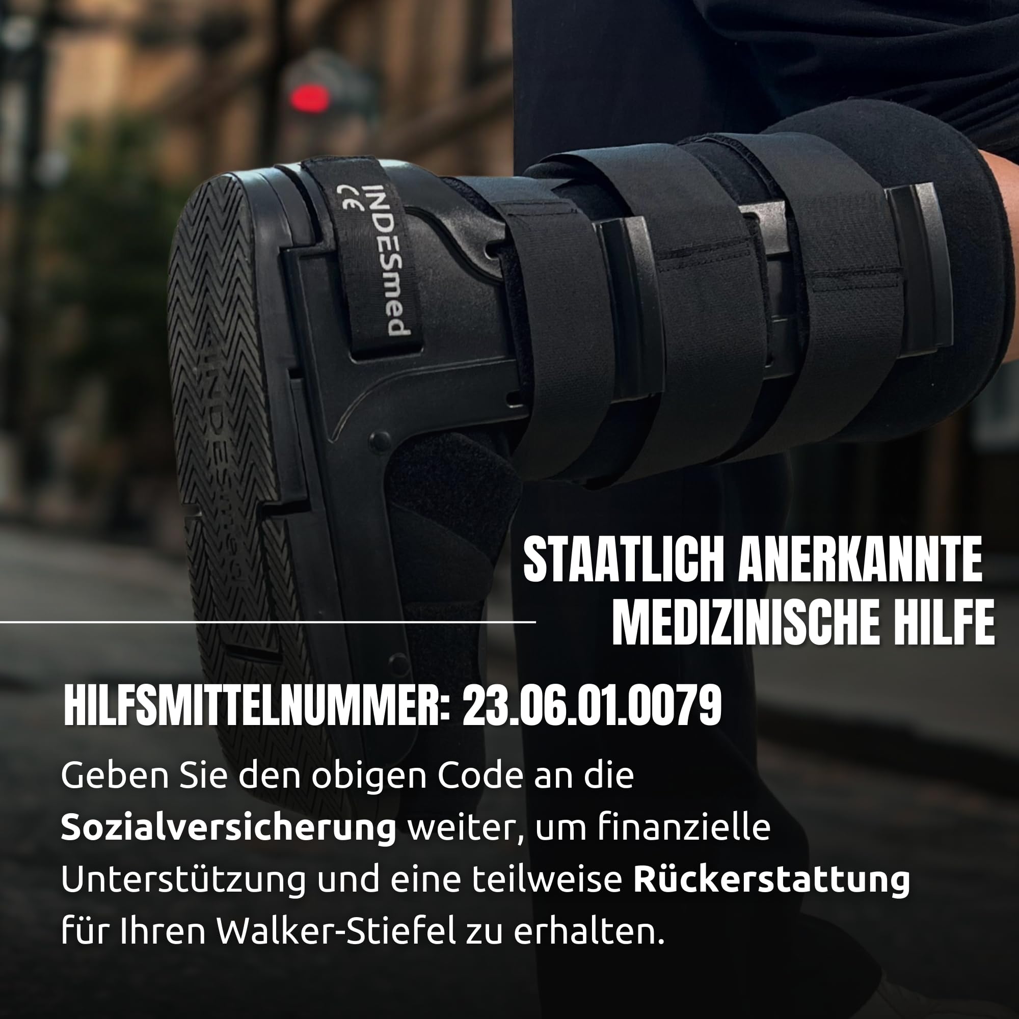 INDESmed| Gehschiene Orthopädischer Walkerstiefel V.3 | Frakturstiefel, Post op schuh - Recovery Boots | Kurz & Langstiefel, Verstellbar 37 bis 46 | Hilfsmittel-Nr. 23.06.01.0079