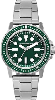 ارماني اكستجينج ساعة كوارتز للرجال بسوار من الستانلس ستيل، فضي، 22 (الموديل: AX1860)